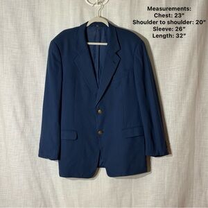 Valentino Uomo Pure Cashmere Blazer Navy Gold Buttons 48L Italy Vintage
